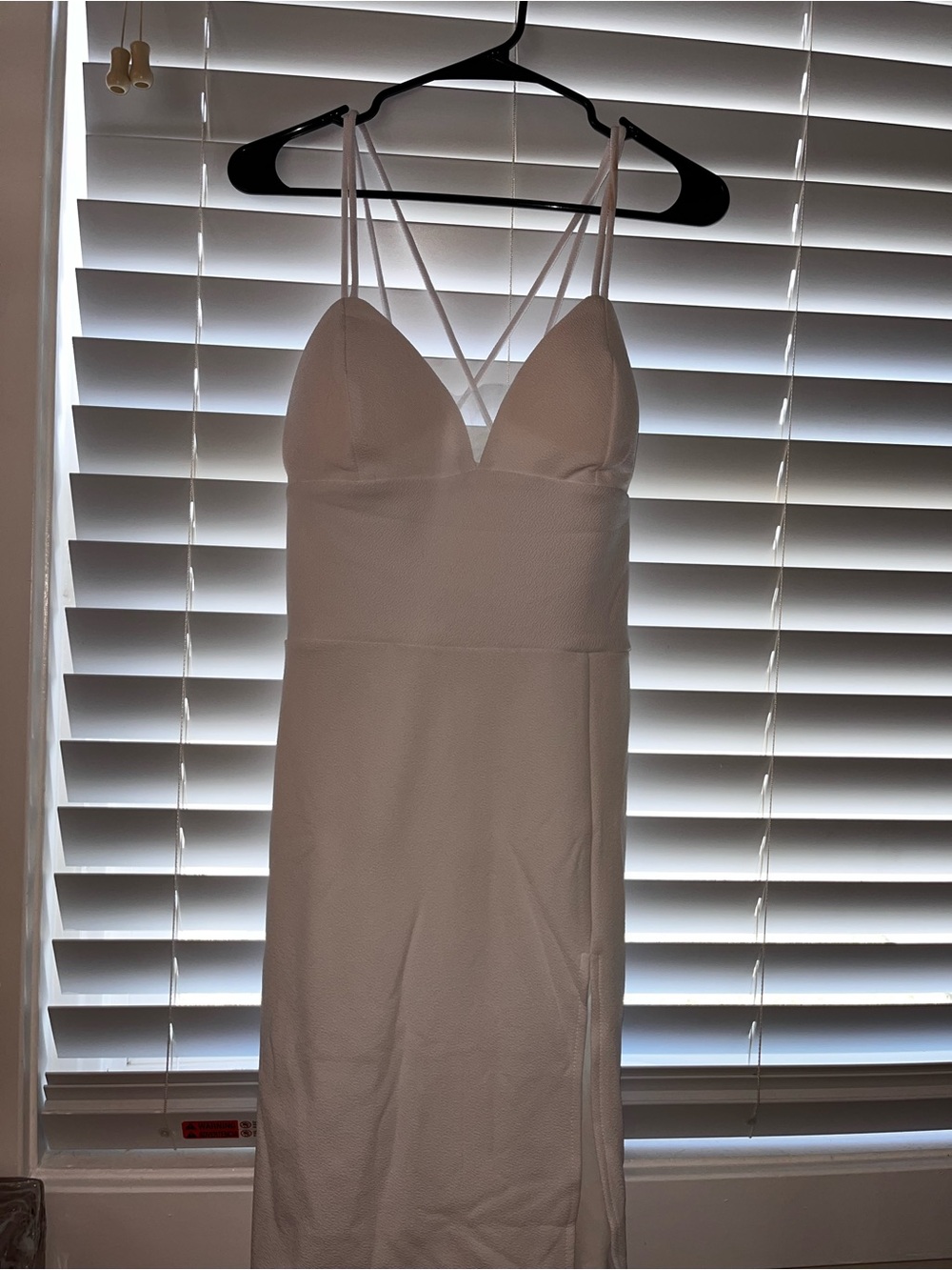 Strappy White Strapless-Inspired Evening Dress